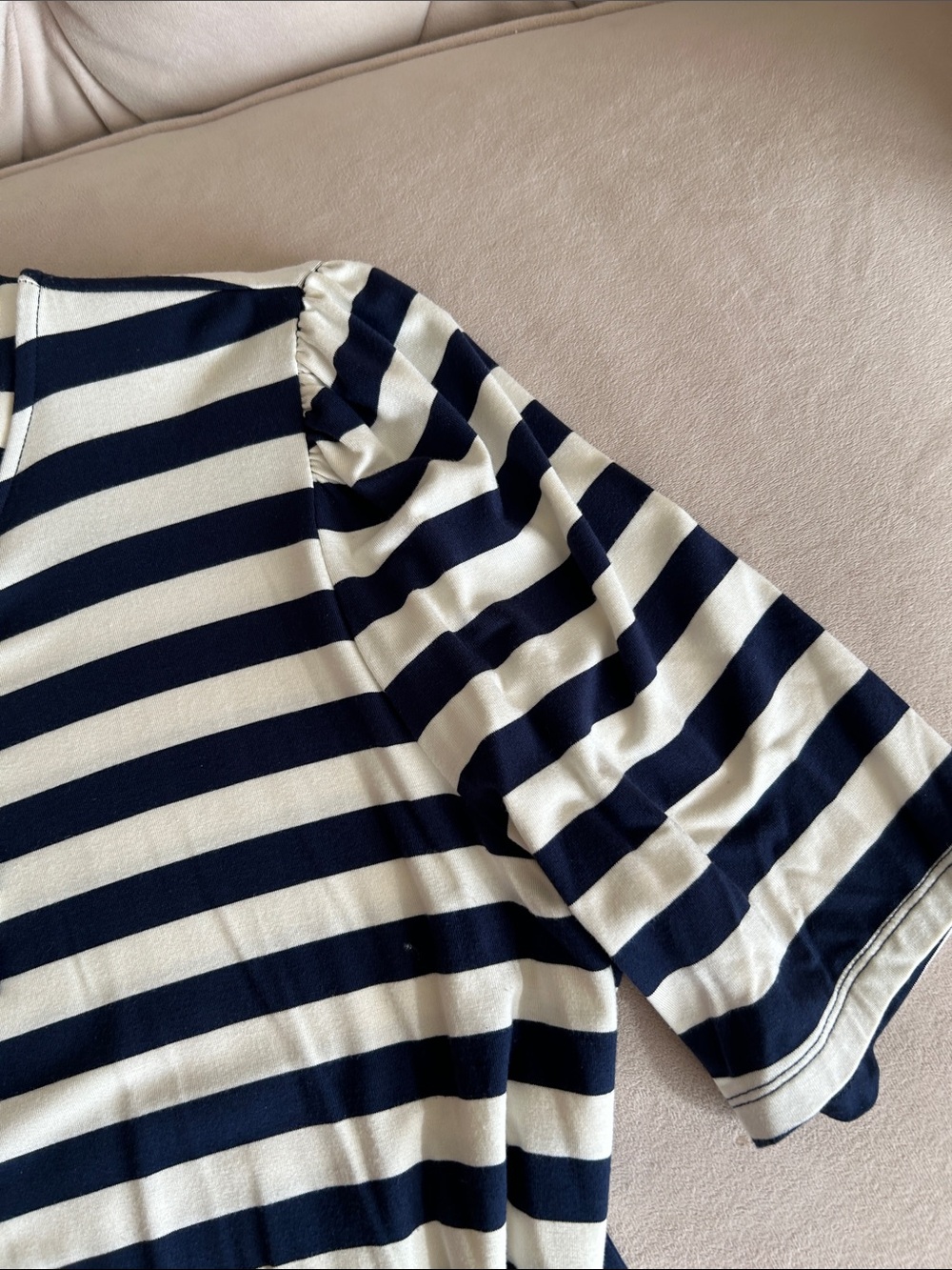 Navy and White Striped Tie-Neck Tee - Picture 4 of 4